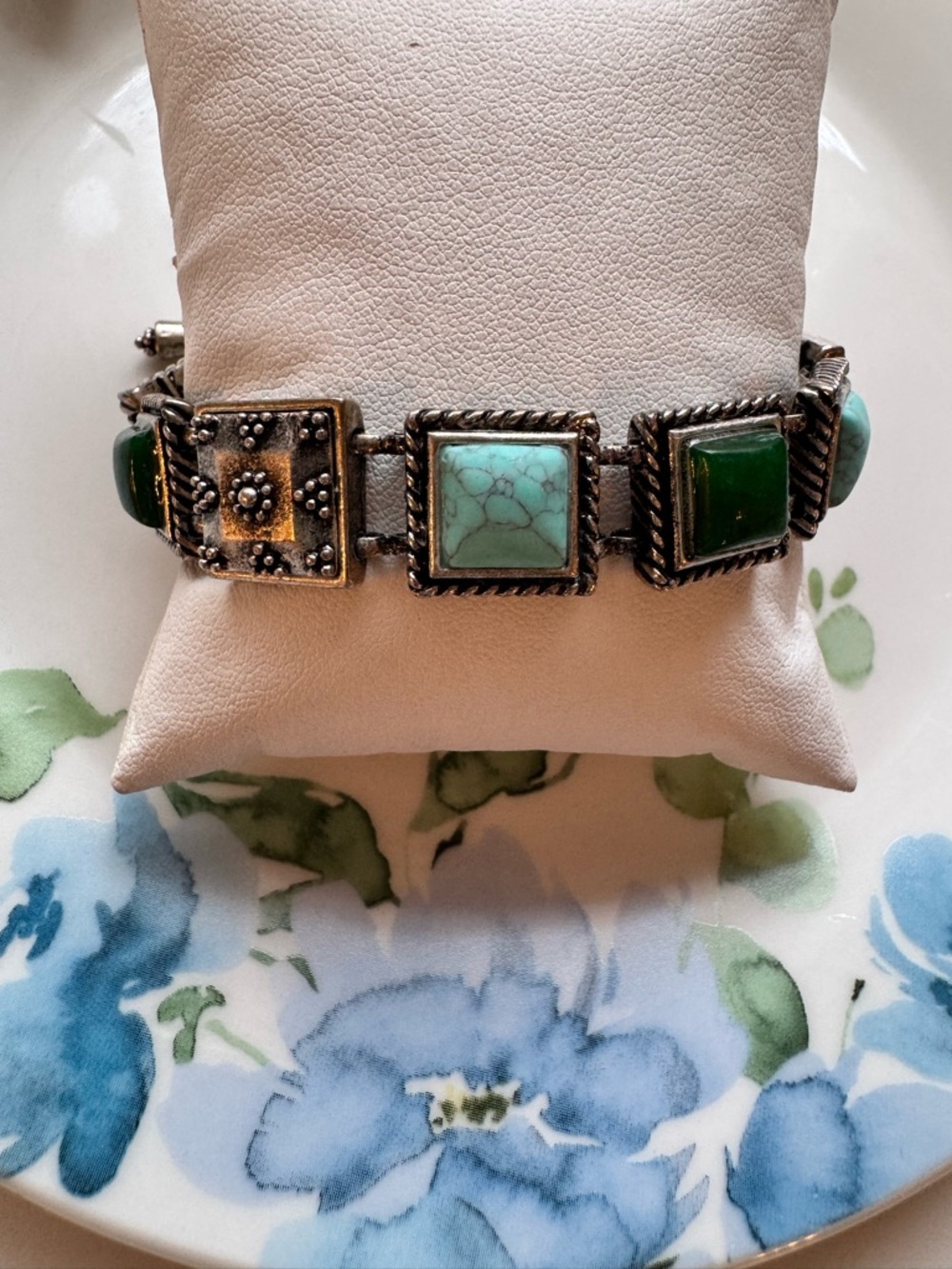 Lucky Brand Silver-Tone Bracelet with Turquoise and Green Stones